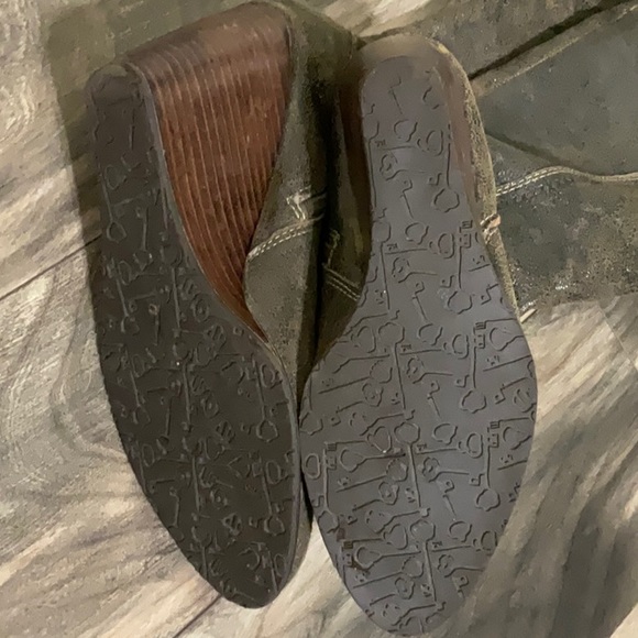 Fossil Caroline Distressed Brown Leather Boot Wedge - Size 9 - Picture 6 of 9